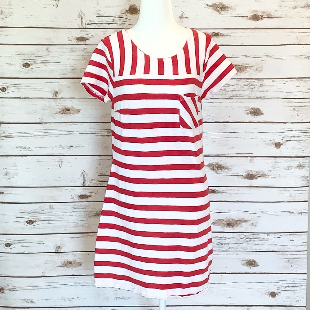 OLD NAVY RED AND WHITE STRIPED DRESS